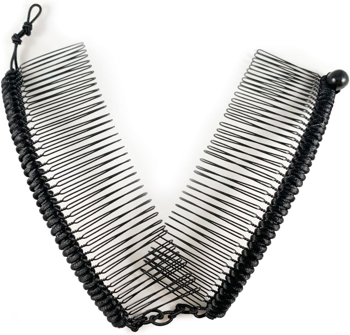 Banana Clip for Thick, Curly, Kinky Hair- Put Your Hair Up in Seconds with No Damage, Creases, or Pain- Make Comfy UpDo, Ponytail, French Twist, Bun, or Afro- Double Comb Accessory (Black Large)
