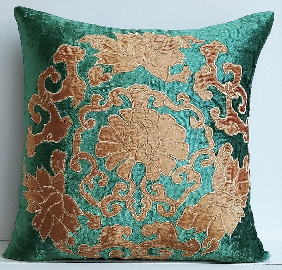 The HomeCentric Fodera Per Cuscino Quadrato In Velluto Verde Salvia 40x40 Cm – Cuscino Divano Contemporaneo