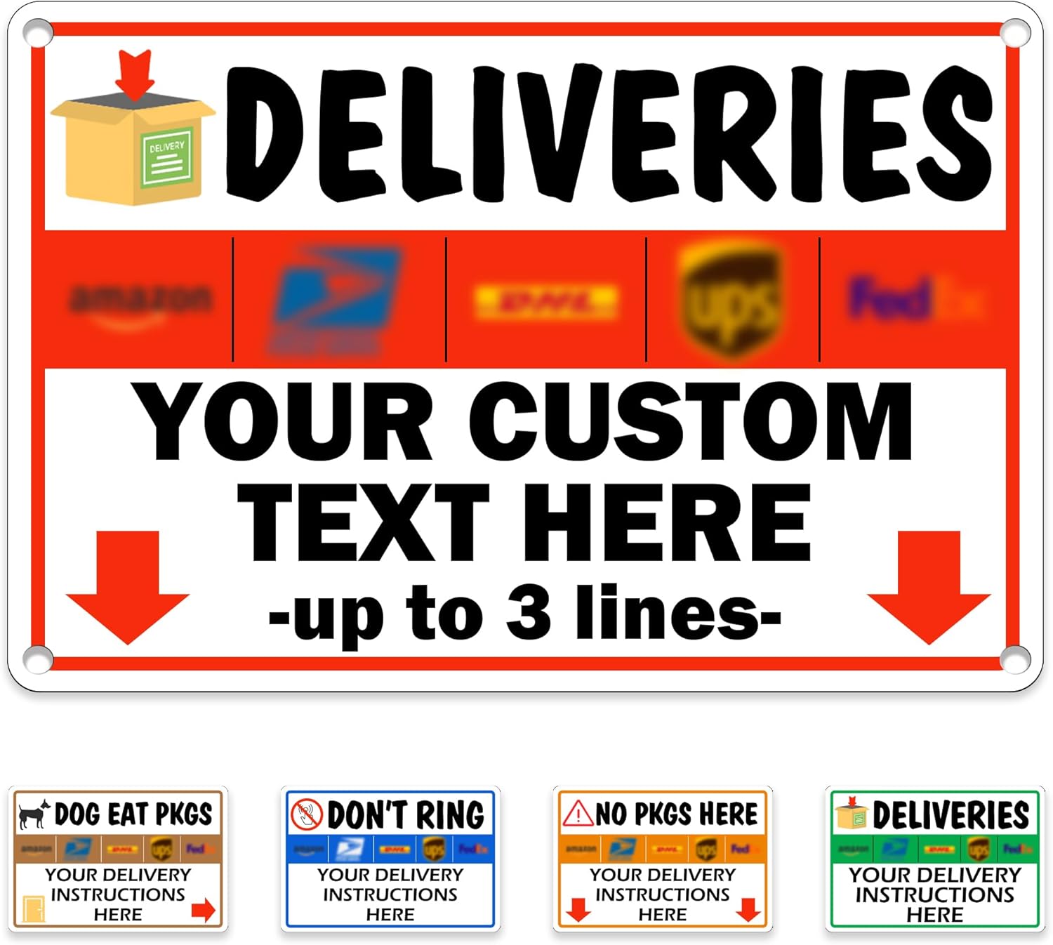 Custom Metal Delivery Sign for Packages, Waterproof Personalized Leave Packages Sign for Home, Leave Your Delivery Instruction on Signage (Normal style, 18"x12")