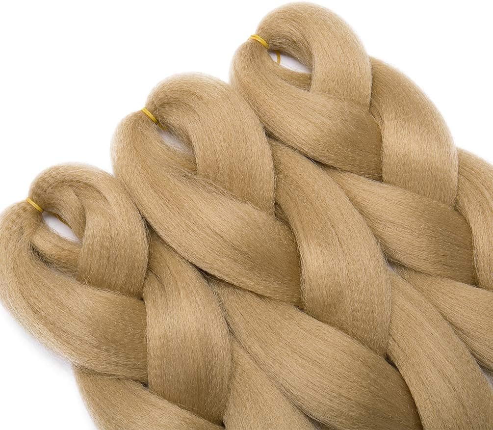 Ombre Braiding Hair 3 Pcs Jumbo Braiding Hair Extensions 24 Inch Jumbo Braid Synthetic Hair for Classic Twist Braiding Ash Blonde - Image 5