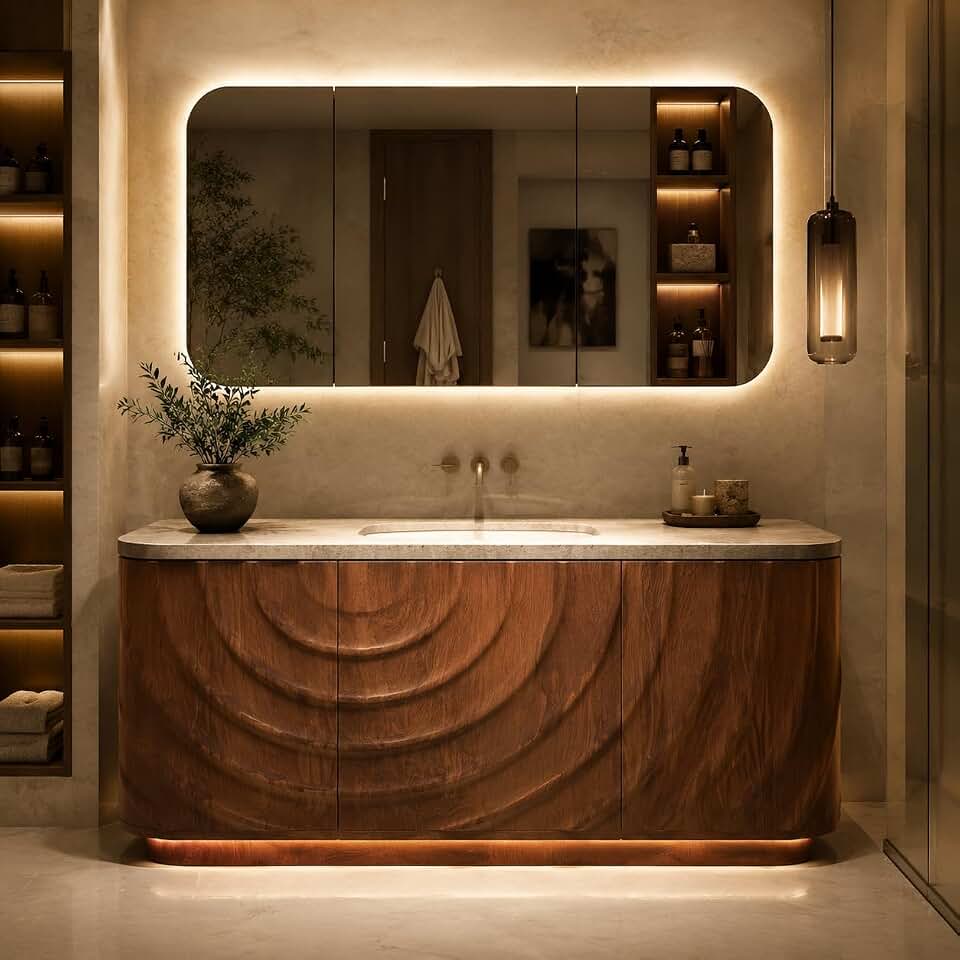 108 IN Freestanding Single-Sink Bathroom Vanity with LED Anti-Fog Mirror