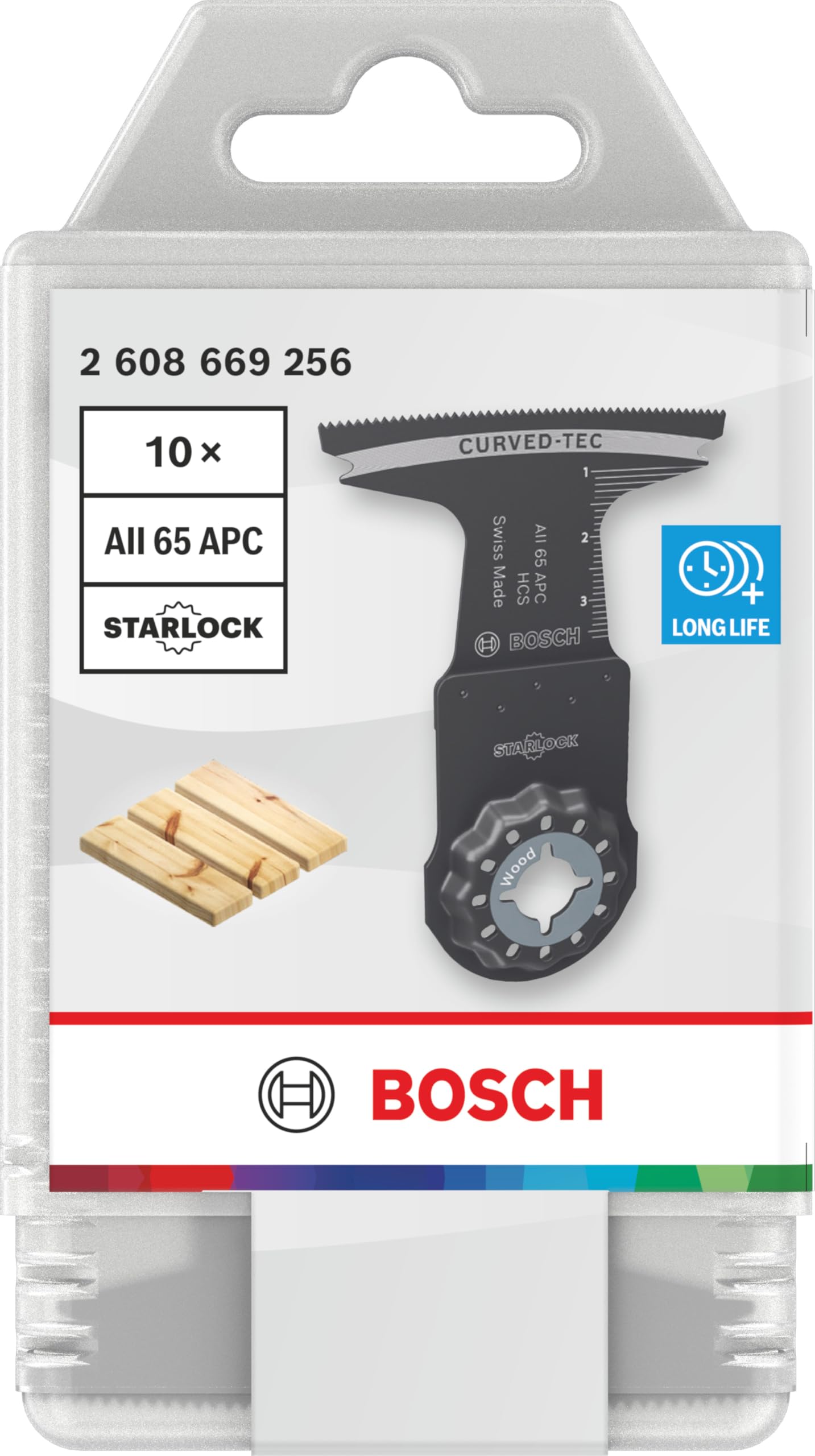 Bosch 10x Hoja de corte de inmersión AII 65 APC (para Madera blanda, Anchura 65 mm, Professional Accesorios Multiherramienta)