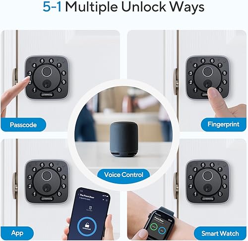 Miniatura 6 de ULTRALOQ Cerradura inteligente Bolt Fingerprint Matter 2025, cerradura de puerta de entrada sin llave de huellas dactilares, funciona con Apple