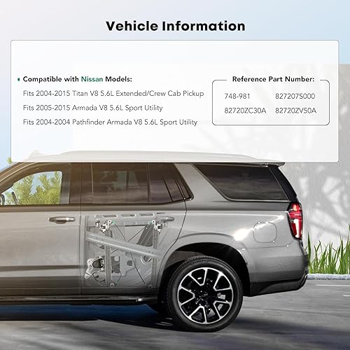 Miniatura 2 de YHTAUTO Elevalunas eléctrico del lado del pasajero trasero derecho con motor para Nissan Armada Titan 2005-2015