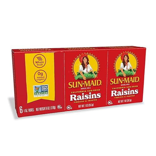 Vista 39 de Sun-Maid California Raisins Snack Cajas de 1 onza Paquete de 6 Fruta seca natural entera Sin sabores artificiales Sin OMG