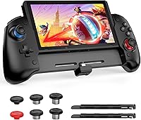 Vista 10 de NexiGo Hall Effect Gripcon (No Drift, No Deadzone) with Hall Sensing Joystick for Nintendo Switch/Switch OLED, Ergonomic Handheld Mode, 6-Axis Gyro
