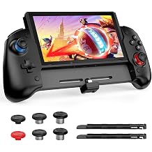 NexiGo Hall Effect Gripcon No Drift, No Deadzone with Hall Sensing Joystick for Nintendo Switch/Switch OLED, Ergonomic Handheld Mode, 6-Axis Gyro, Mapping Function, Black