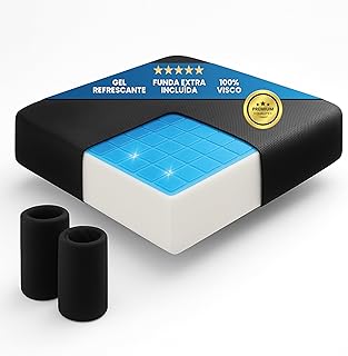 Almofada Premium de Viscoelástica e Gel Refrescante com 2 Capas Incluídas | Impermeável | Grande Conforto Durante Longos Períodos de Uso | Almofada para Cadeira de Escritório |