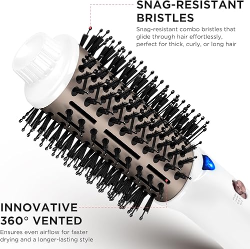 Miniatura 5 de Aima Beauty Cepillo secador de pelo, cepillo de aire caliente de cerámica iónica para alisado sin encrespamiento y soplado voluminoso, barril