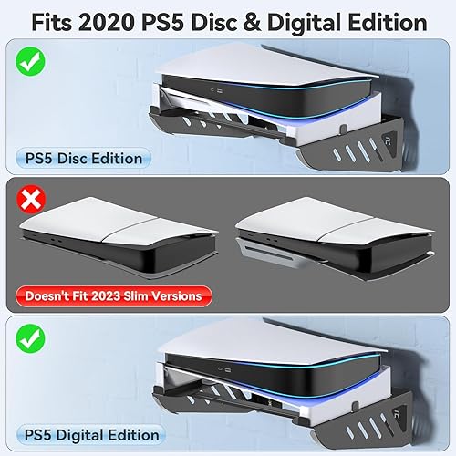 Vista 2 de Kit de montaje en pared para PS5 horizontal, soporte de pared para PS5 horizontal para PS5 Disc y Digital, accesorios PS5, soporte de base flotante