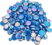 Vista 4 de Azulejos de mosaico de vidrio iridiscente redondos al azar de 1.1 libras, haciendo piezas creativas de mosaico de vidrio iridiscente