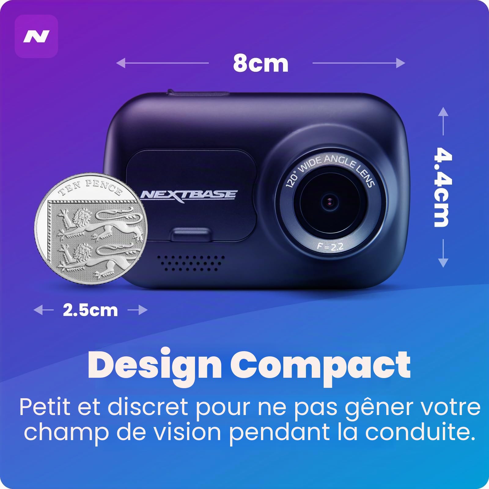 Nextbase Caméra embarquée 122HD 1080p avec mode stationnement, vision nocturne, enregistrement en boucle automatique et protection des fichiers avec capteur de chocs