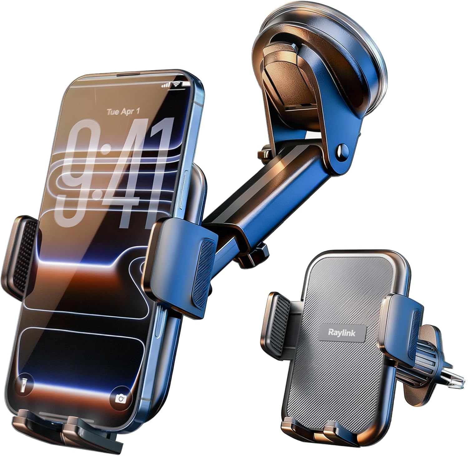 RayLink【2026 True Military-Grade Car Phone Holder【d Strongest Suction & Clip】 Un