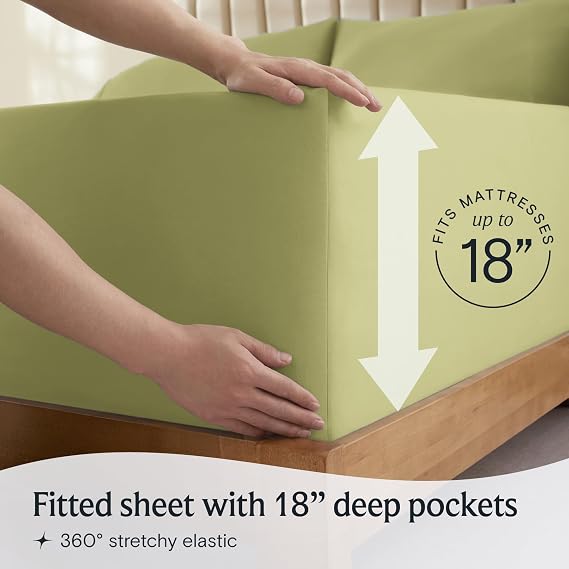 LuxClub 6 PC King Sheet Set, Breathable Luxury Bed Sheets, Deep Pockets 18 Wrinkle Free Cooling Bed Sheets Machine Washable Hotel Bedding Silky Soft - Lime King