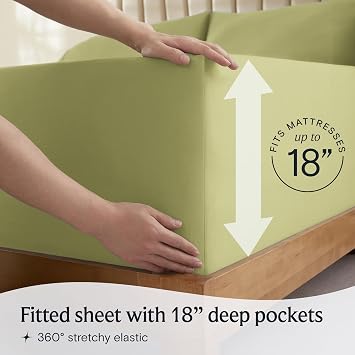 LuxClub 6 PC King Sheet Set, Breathable Luxury Bed Sheets, Deep Pockets 18 Wrinkle Free Cooling Bed Sheets Machine Washable Hotel Bedding Silky Soft - Lime King
