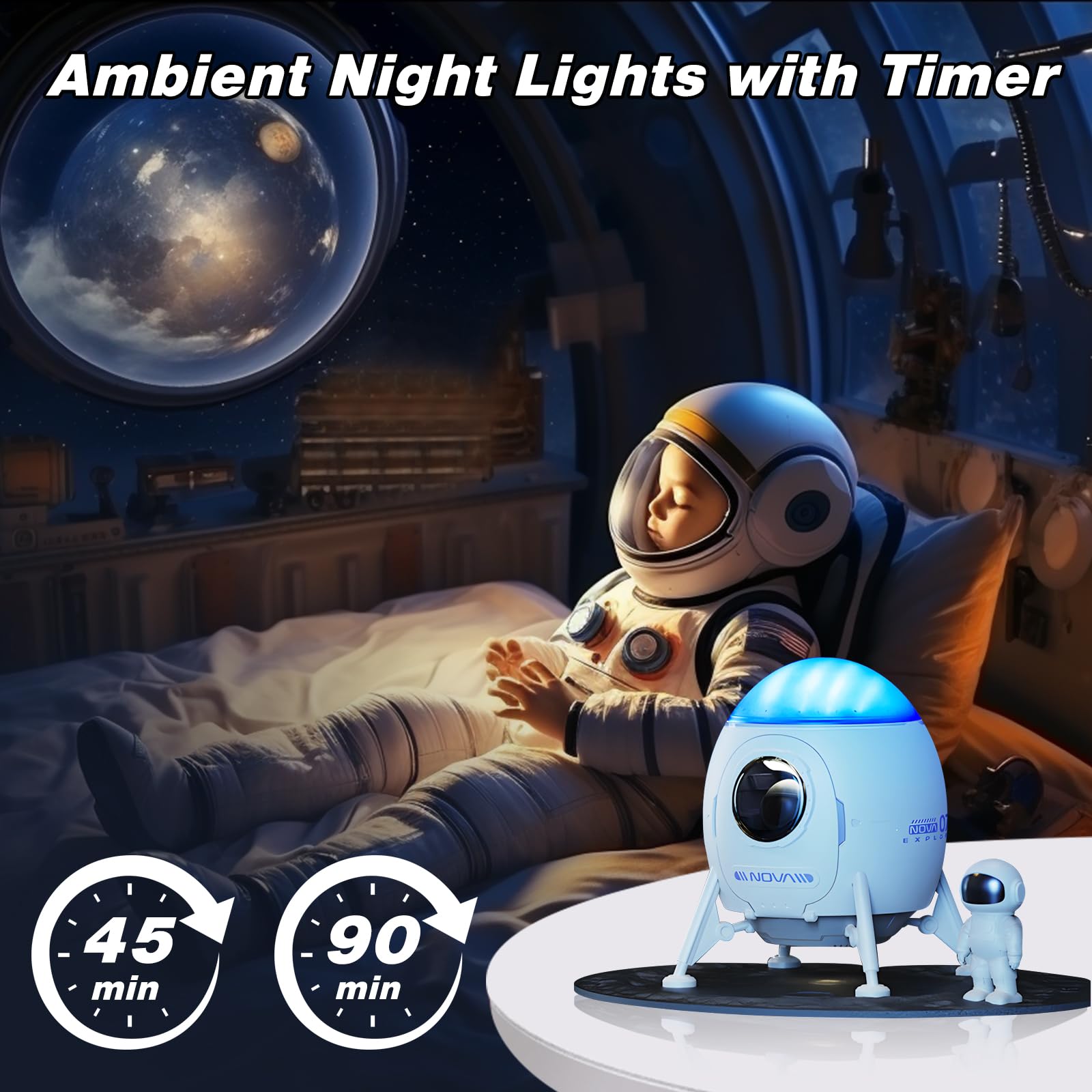 OBEST Astronaut Sternenhimmel-Projektor – Mit Bluetooth, Weißem Rauschen & Timer