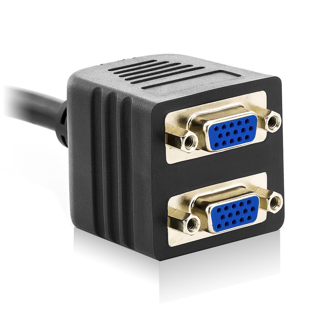 DeleyCON S-VGA Distributore Cavo Adattatore Y - Spina a 2x Presa - Un Segnale a 2 Monitor - Nero