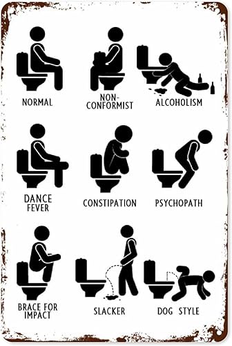 Letrero de metal para baño, decoración de pared, divertidos letreros de hojalata para inodoro, carteles artísticos de pared para el hogar,