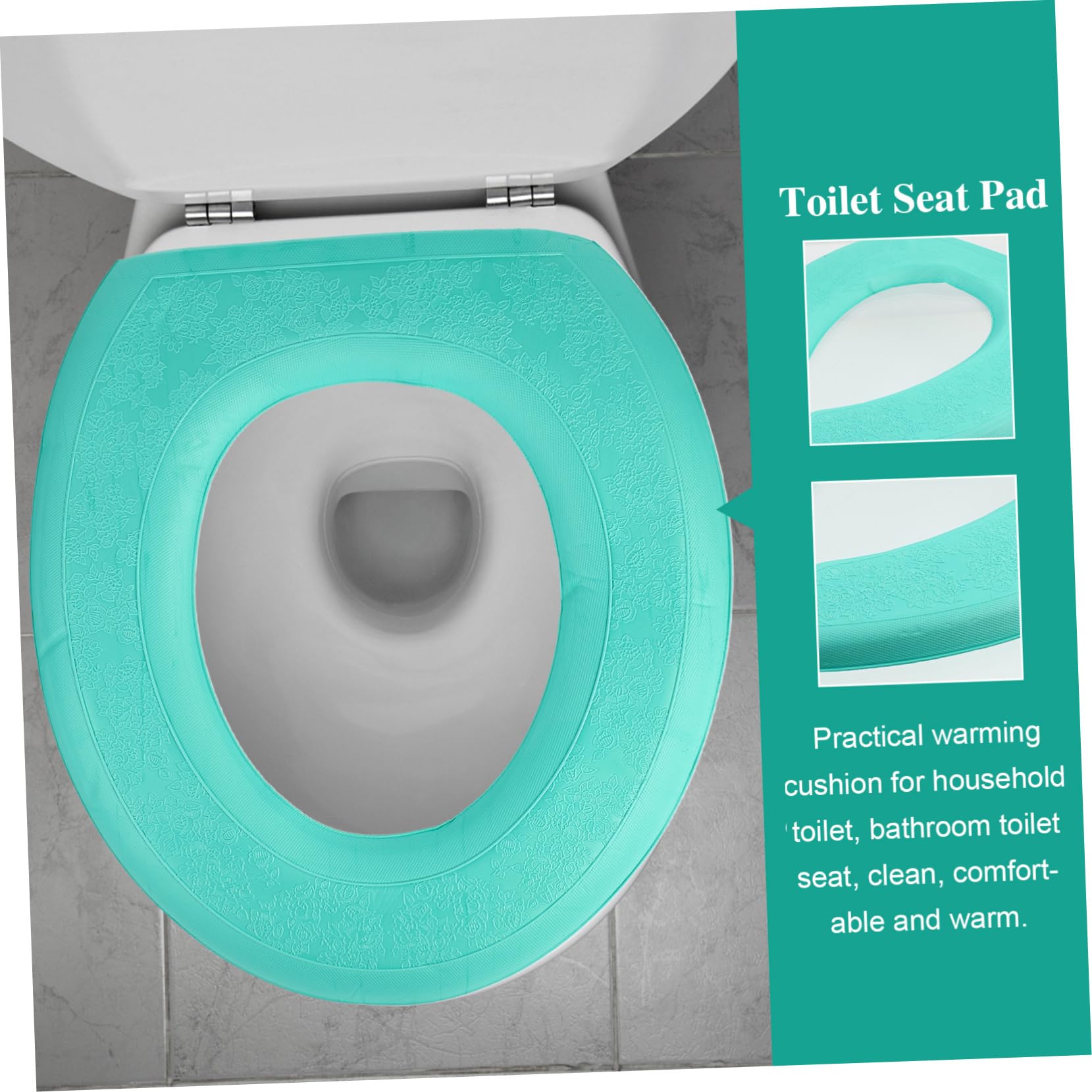 Cabilock Eva Self-Adhesive Toilet Seat Cover Gel Toilet Seat Pad Decorative Lid Thicken Ring