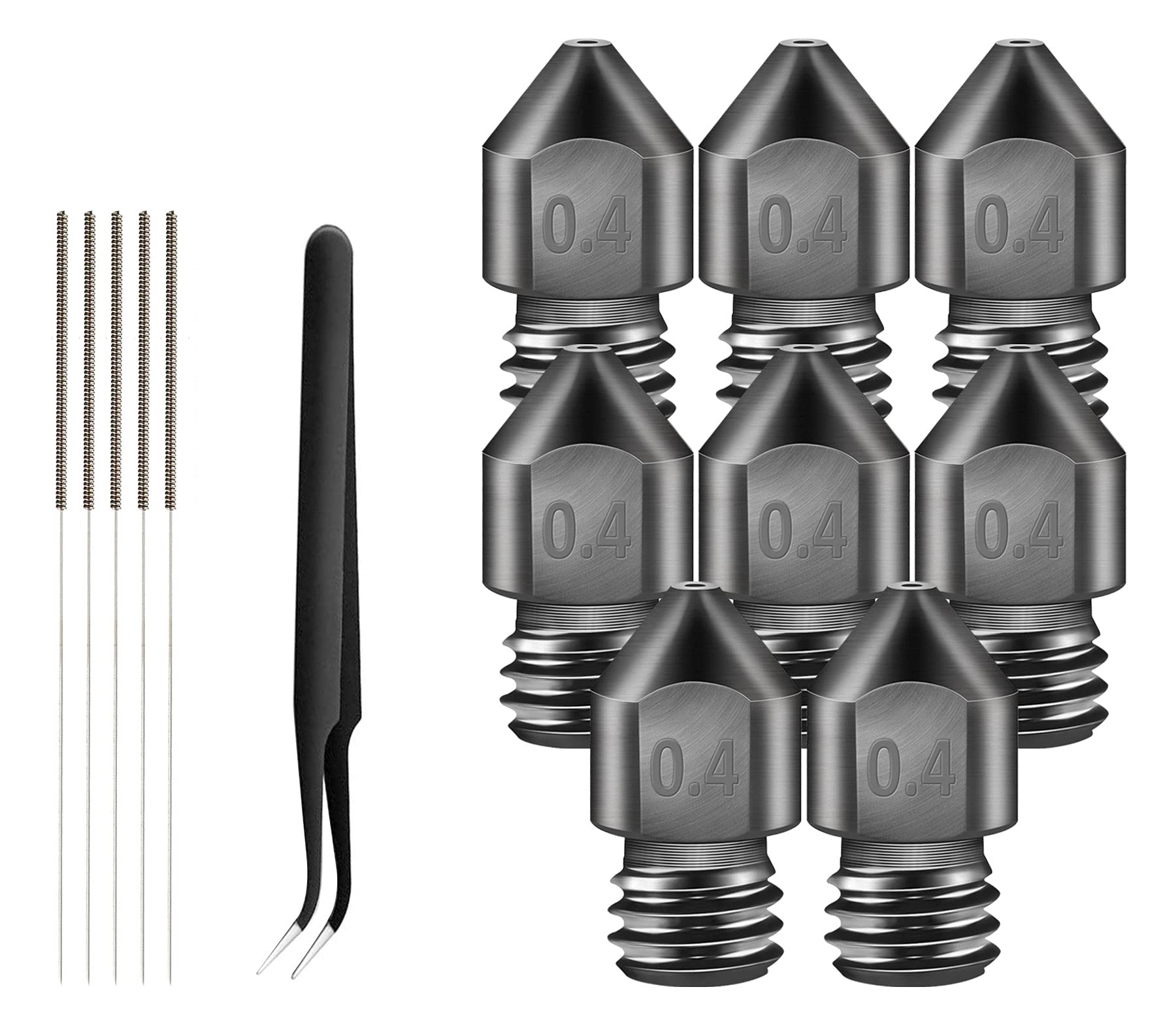 iMetrx 8PCS MK8 Nozzles 0.4MM,Hardened Steel Nozzles+Stainless Steel Cleaning Kit,Hotend Extruder Nozzle for Makerbot Creality Ender 3 3D Printer.