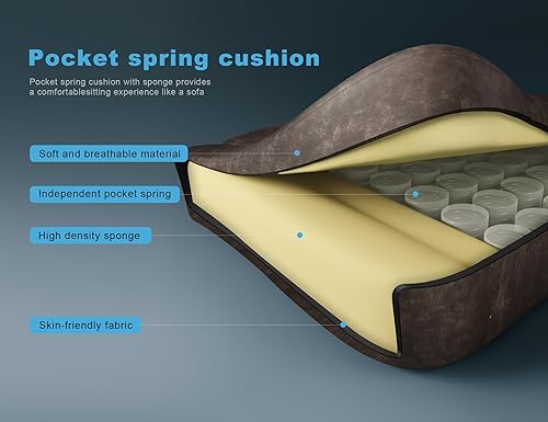 Miniatura 9 de Silla de juegos de cuero transpirable con cojín de resorte de bolsillo, silla de oficina ergonómica ancha y alta con reposacabezas, silla de juegos