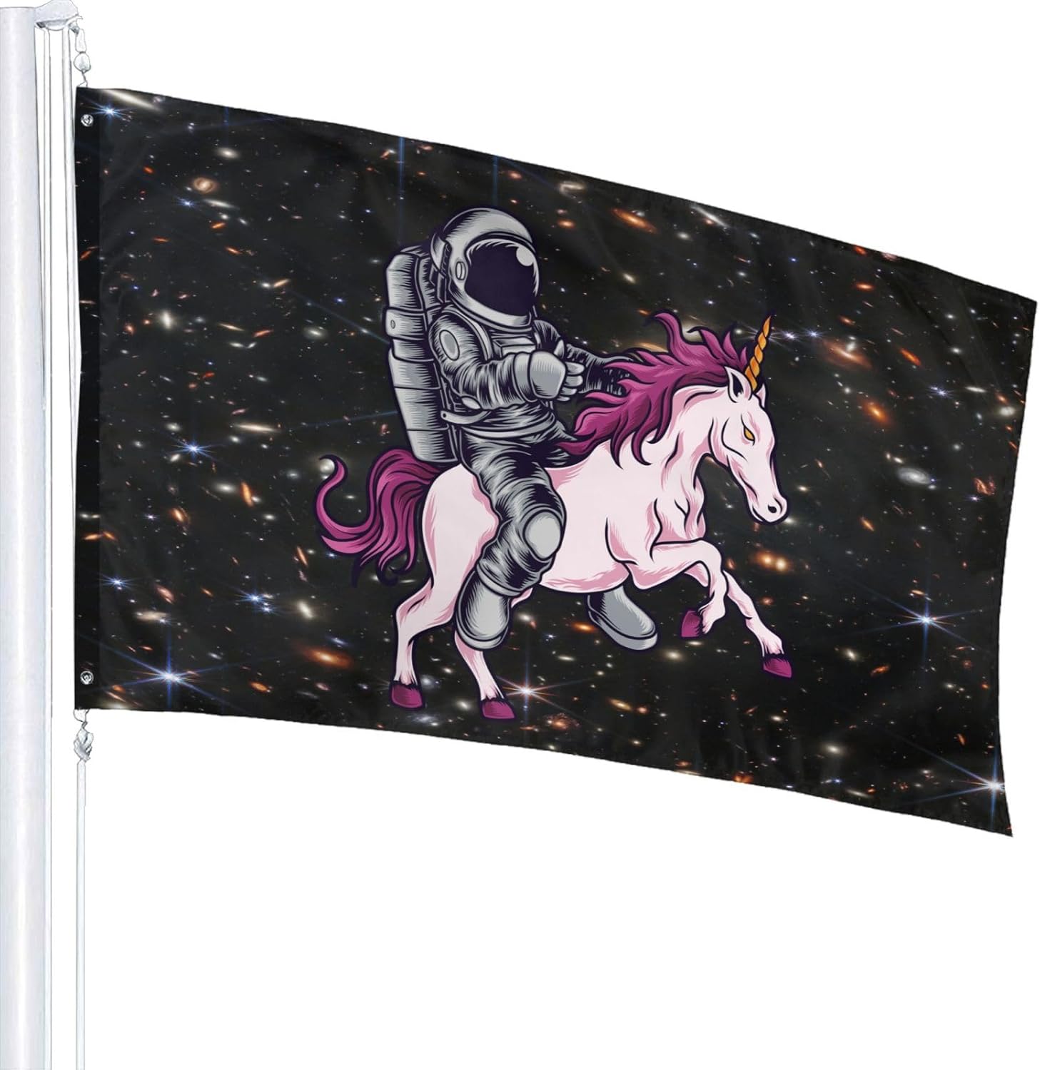 Astronaut Unicorn Flag 3x5 Ft Outdoor Indoor With Grommet Garden Yard Banner Decorative Sign - Image 2