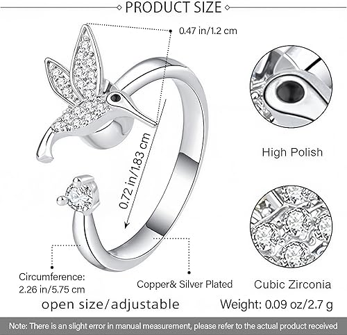 Miniatura 133 de 925 Sterling Silver Ring Minimalist Adjustable Rings Band Handmade Rings for Women Girls