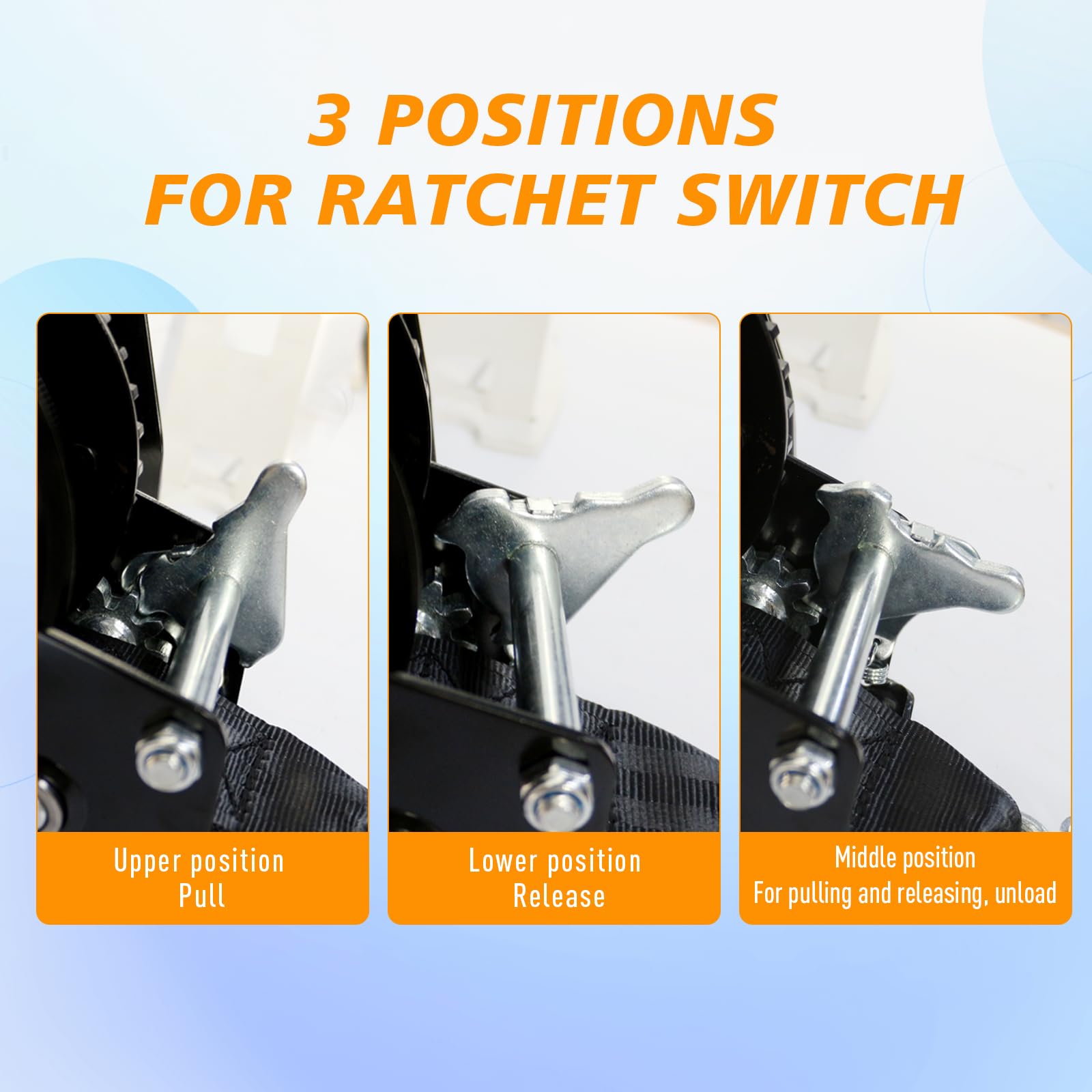Hand Winch, Heavy Duty Boat Trailer Winch Hand Winch with 10M (33FT) Polyester Strap and Two-Way Ratchet, 1600LBS Pulling Capacity, Manual Operated Hand Crank Winch for Trailer, Boat or ATV Towing — view 4