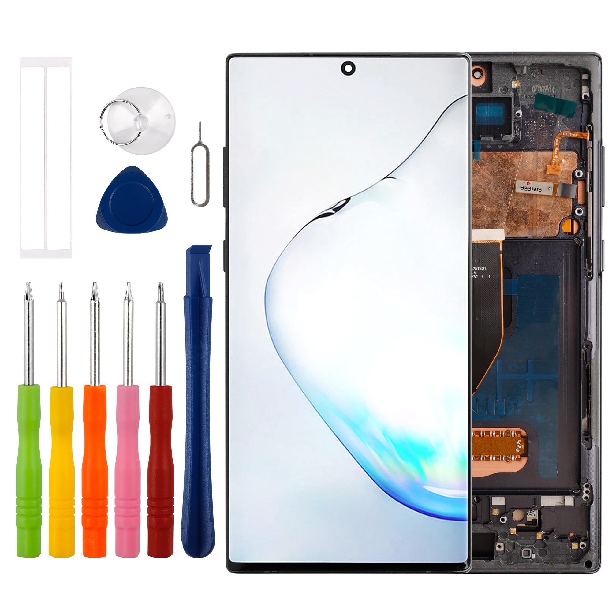 [Supports Fingerprints][[with Frame] Duotipa New OLED Display Touch Screen Digitizer Assembly Replacement for Galaxy Note 10 Plus SM-N975F SM-N975U SM-N975W with Technical Repair Tools Kit-Black.