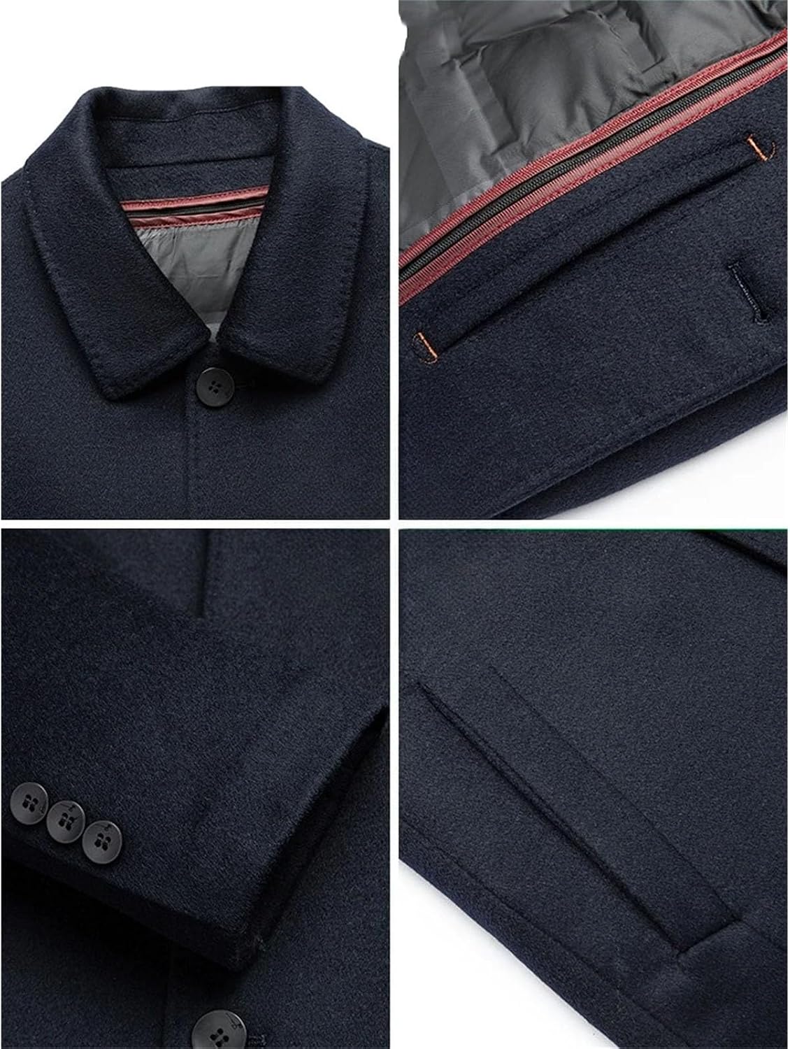 Men's 100 Percent Wool Winter Wool Coat Thickened Middle-Aged Elderly Lapel Outerwear Pea Coat
