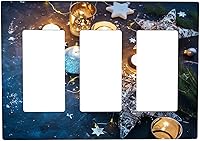 Vista 22 de Cubierta de interruptor de luz dúplex de 1 banda, cubierta decorativa de Navidad con copos de nieve rojos, placa frontal decorativa para cocina