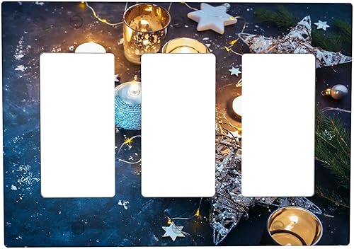 Miniatura 22 de Cubierta de interruptor de luz dúplex de 1 banda, cubierta decorativa de Navidad con copos de nieve rojos, placa frontal decorativa para cocina