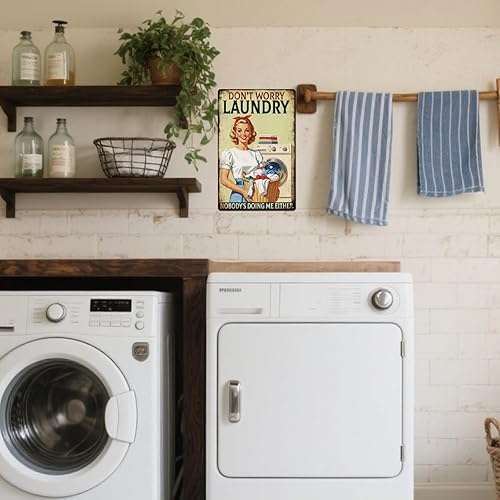 Miniatura 6 de GLOBLELAND Letrero de metal vintage de 12 x 8 pulgadas para cuarto de lavado, letrero de metal retro para pared, para inodoro, hogar, baño,