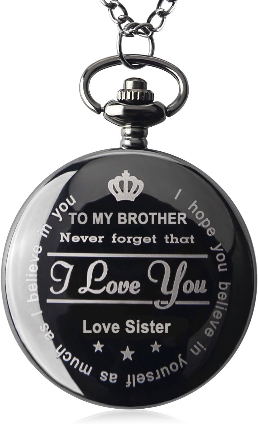 Brother Gifts for Birthday or Anniversaries Graduation Novelty Gift to Big Brother from Brother or Sister Engraved Pocket Watch with Gift Box for Men (Love Sister Black)