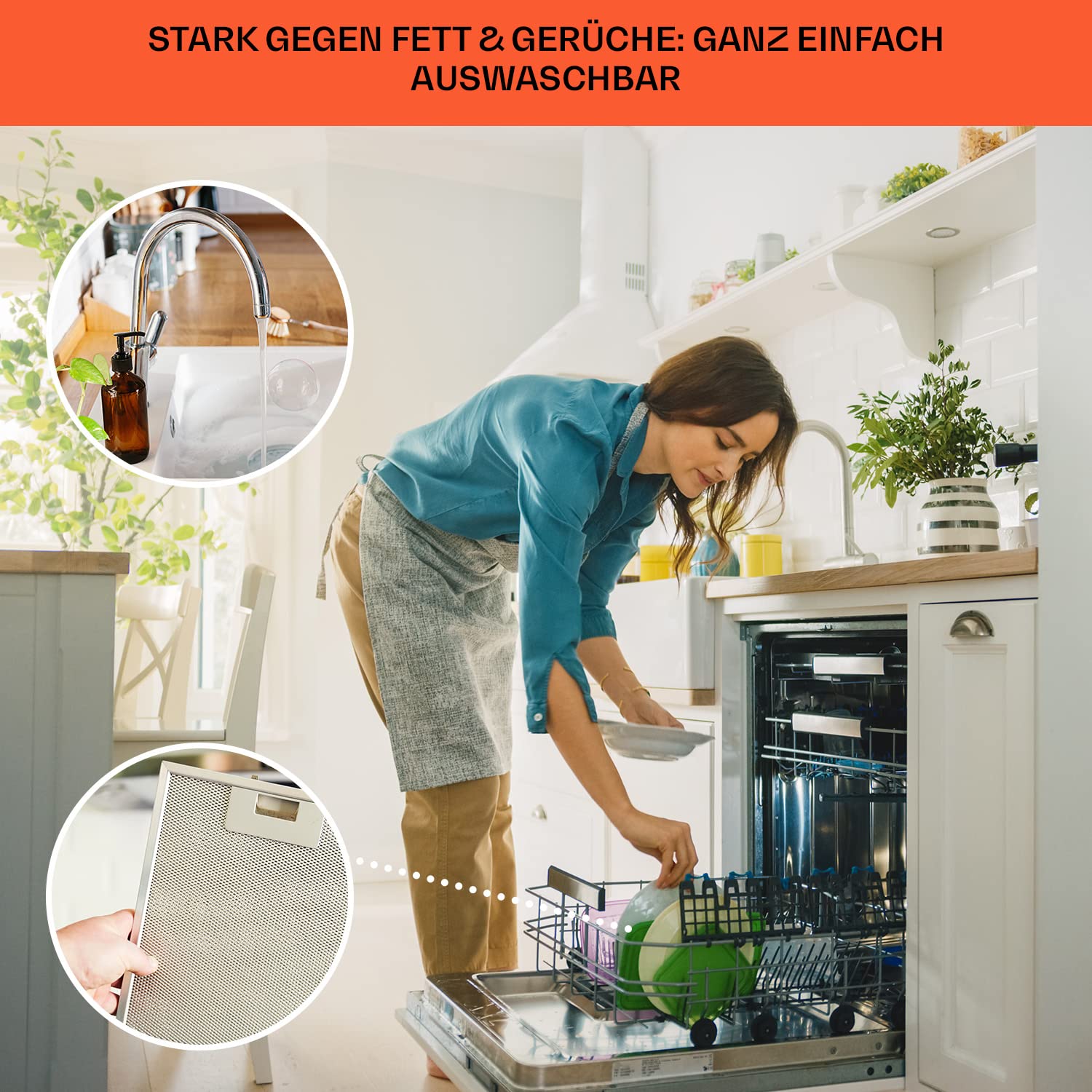 Klarstein Dunstabzugshaube Unterbau, Einbau-Dunstabzugshaube Flach mit Spülmaschinenfestem Aluminium-Fettfilter, 506m³/h Luftstrom, LEDs, Abzugshaube aus Stahl, Dunstabzugshaube ohne Abluftrohr