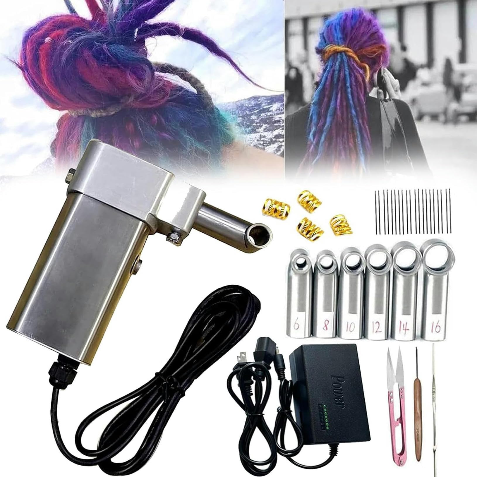 Máquina de rastas de acero inoxidable con sistema eléctrico de ganchillo rápido