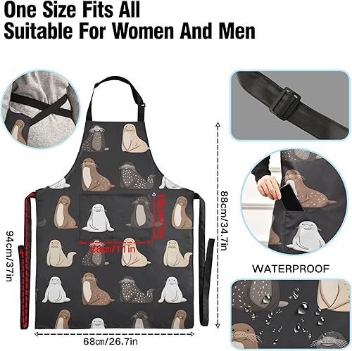 Miniatura 3 de MNSRUU Delantal de cocina amarillo con diseño de abeja de gnomo para mujeres y hombres con bolsillos