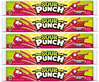 Sour Punch Straws Strawberry – 5 Pack, 2 oz Each – Sweet & Sour Chewy Candy Straws – Fruity Strawberry Snack Bulk Pack for Kids & Adults – Lunchbox Treats, Party Favors, Movie Night