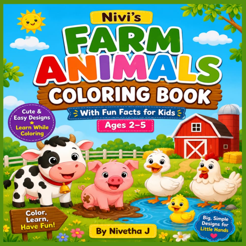 Farm Animals Coloring Book: With Fun Facts for Kids