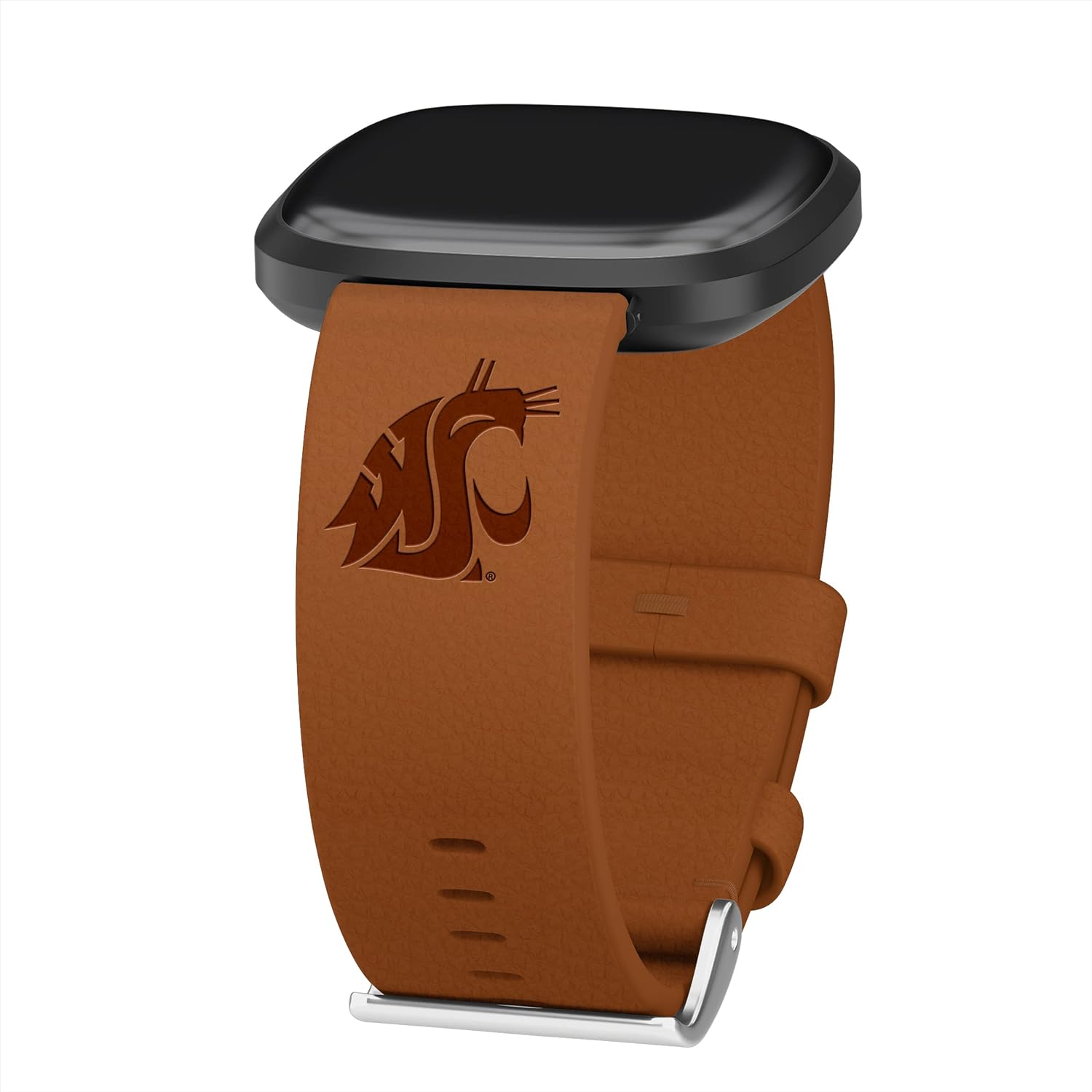 Affinity Bands Washington State Cougars Leather Watch Band Compatible with Fitbit Versa 3 and Sense