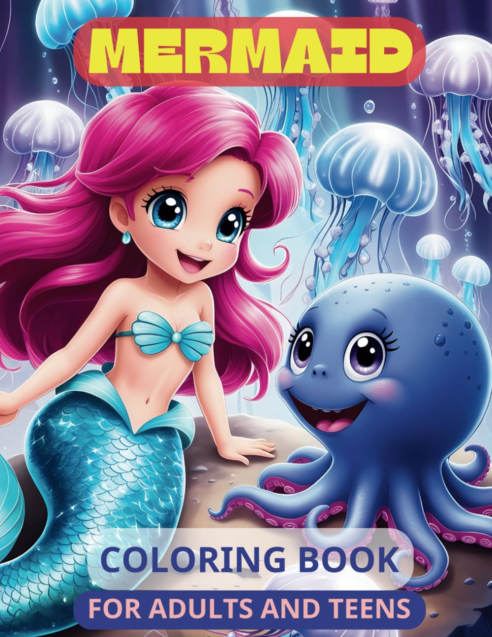 MERMAID COLORING BOOK FOR ADULTS AND TEENS: Mythical and fantasy mermaid creative and relaxing coloring book for adults and teens