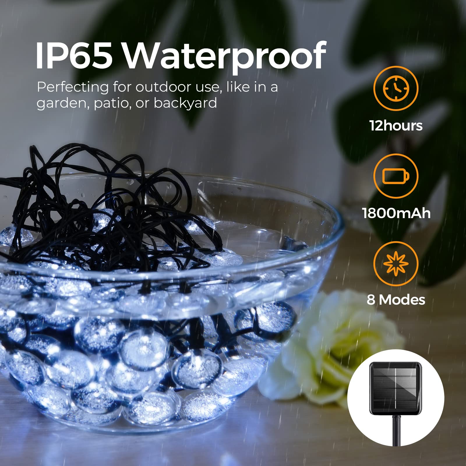 Kidsgigglz Solar Lichterkette Außen – 50m, 500 LEDs Warmweiß, 8 Modi, Memory, IP44, Mit Akku & USB-C, Für Garten, Party, Weihnachten