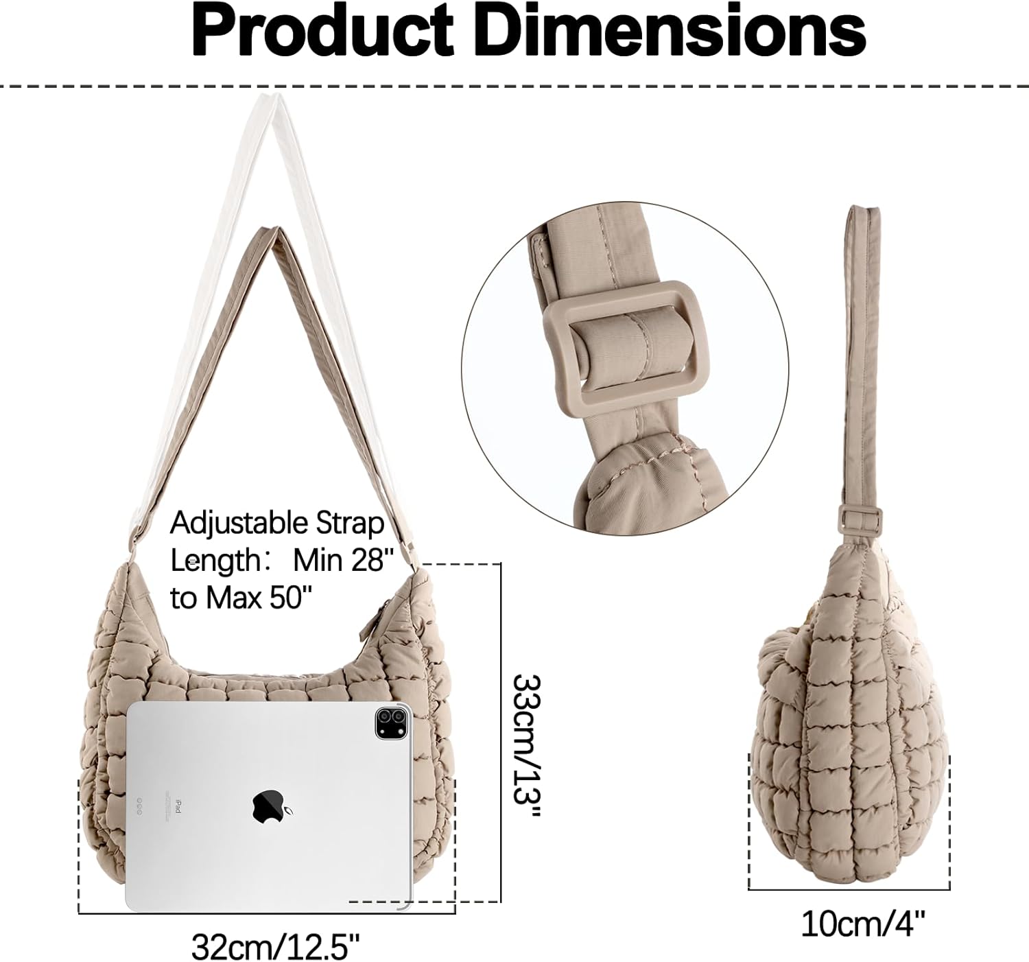Puffer Purses for Women, Quilted Purses for Women with Adjustable Strap and Multiple Pockets for Travel, Work