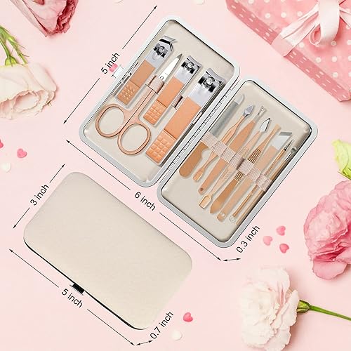 Miniatura 6 de Juego de manicura profesional para mujeres, juego de cortaúñas 12 en 1, kit de aseo para el cuidado de las uñas, juego de pedicura de acero