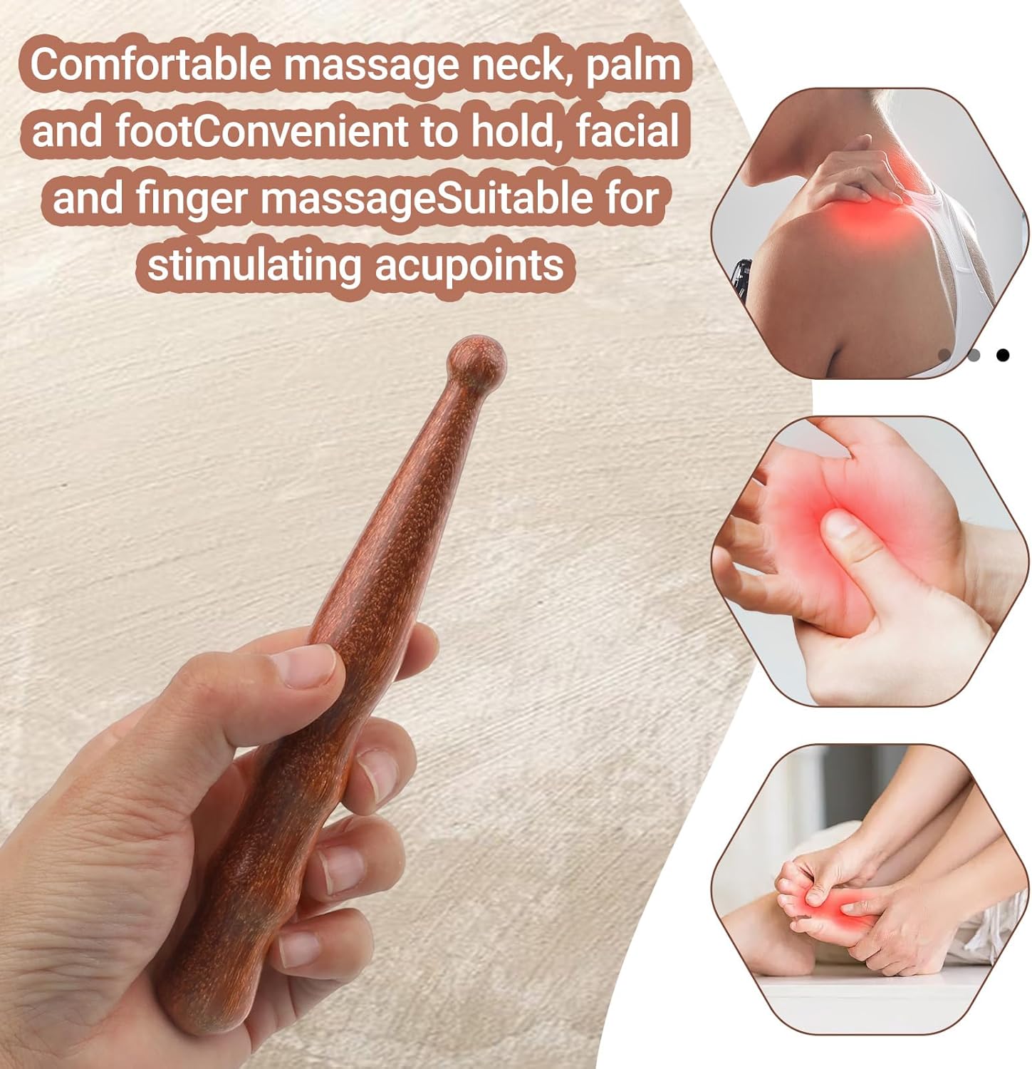 Sandalwood Acupoint Massage Pen, 1Pcs Wooden Acupressure Stick Reflexology Tool for Deep Tissue, Meridian Massage Tool for Body, Hand and Foot - Image 2