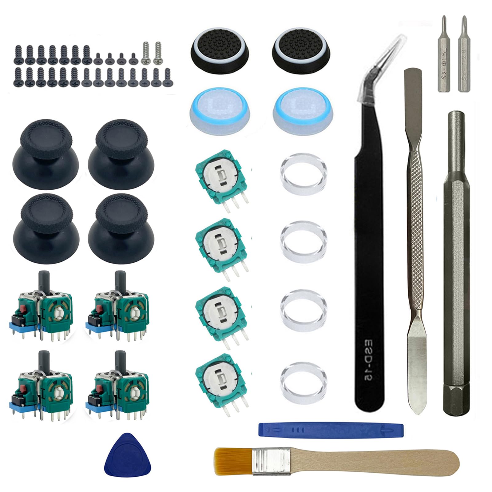 Onyehn Analog 3D Joysticks,Replacement Joysticks Part with Repair Tools for Replacement 3D Sensor Module Joystick for DualSense PS5 Controller Joystick Replacement Accessory(4 Pack)