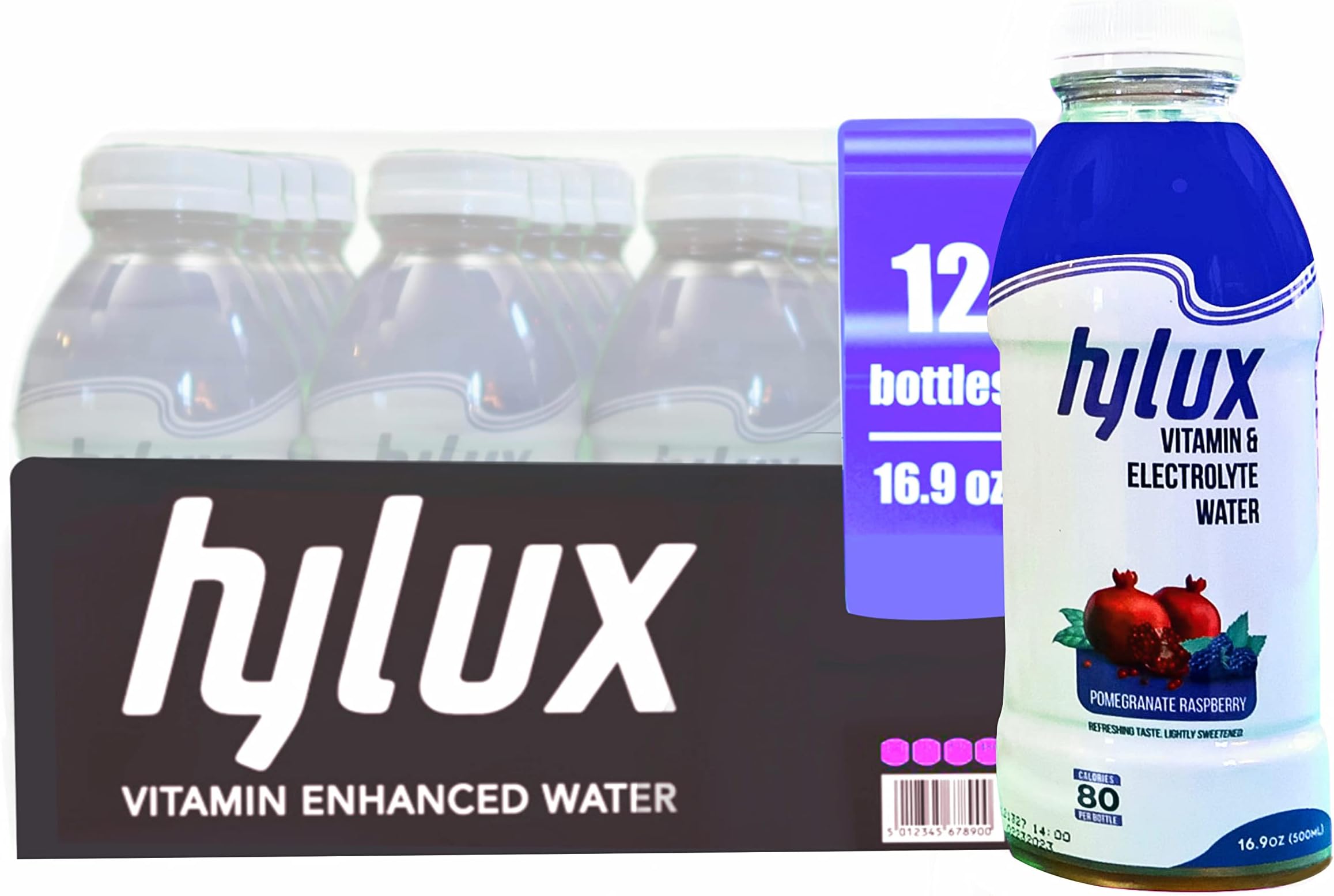 Hylux Pomegranate & Raspberry Bottle Water Case of 12 - - Electrolyte Drinks with Crisp, Refreshing Taste - Fast Hydration Drink - Lightly Sweetened Antioxidant Drink with Fewer Calories Per Bottle