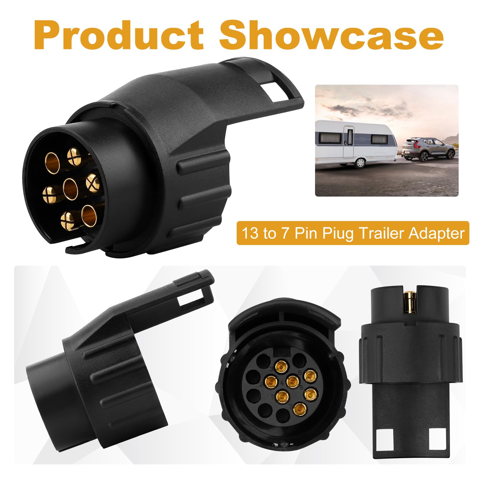 Adattatore Da 7 A 13 Poli Per Gancio Di Traino - Per Rimorchi, Portabici E Roulotte, 12V - Foto 2