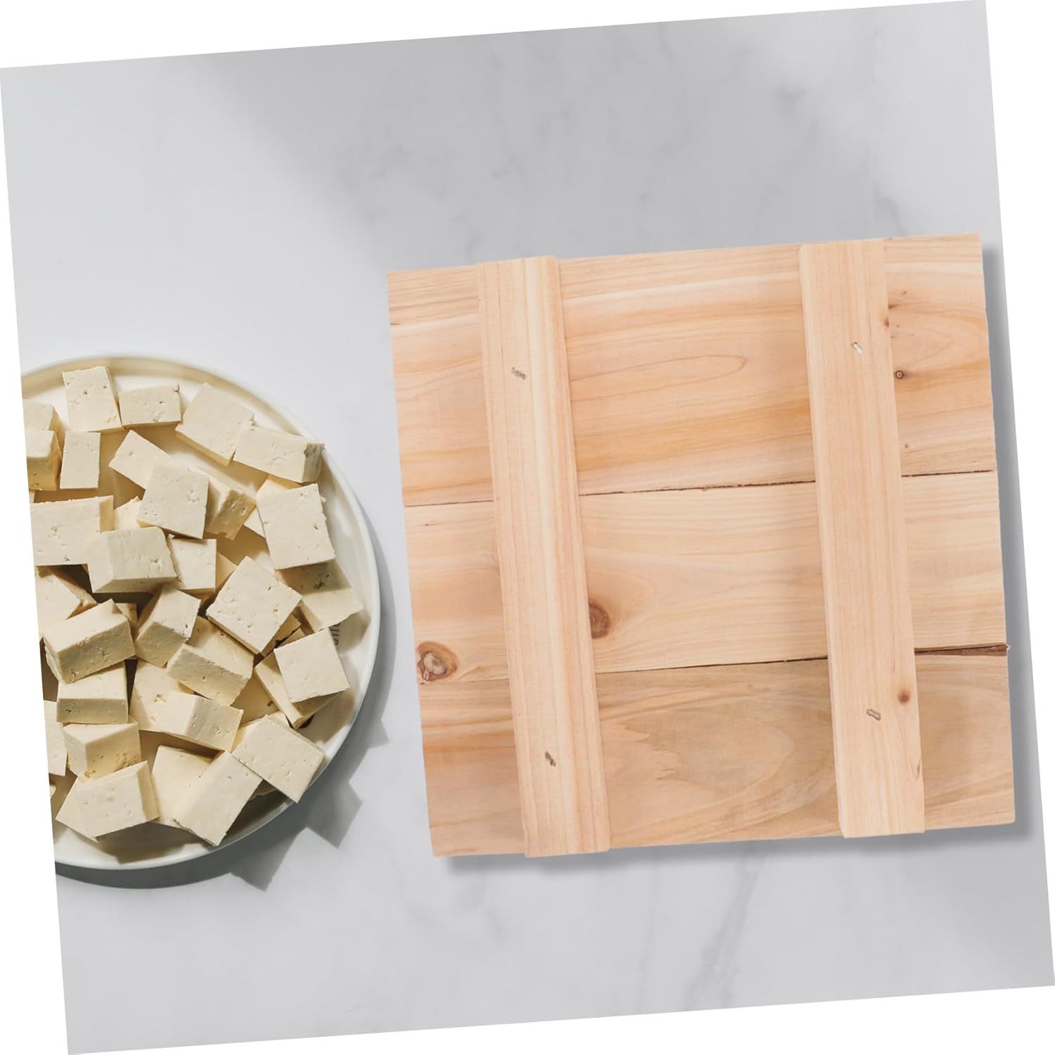 KICHOUSE Wooden Tofu Press Tofu Maker Wooden Cheese Making Molds Wood Press Board