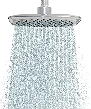 AQUALONA® Cascade Shower Head - Slimline, Fixed High-Pressure Shower Head with Rubber Nozzles to Easily Remove Limescale and Dirt - Universal Fit, Easy Installation, White & Chrome Finish